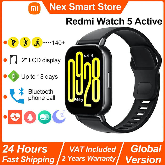 Xiaomi Redmi Watch 5 Active – 2" LCD, 18-Day Battery, Heart Rate, Blood Oxygen, Bluetooth 5.3, Waterproof