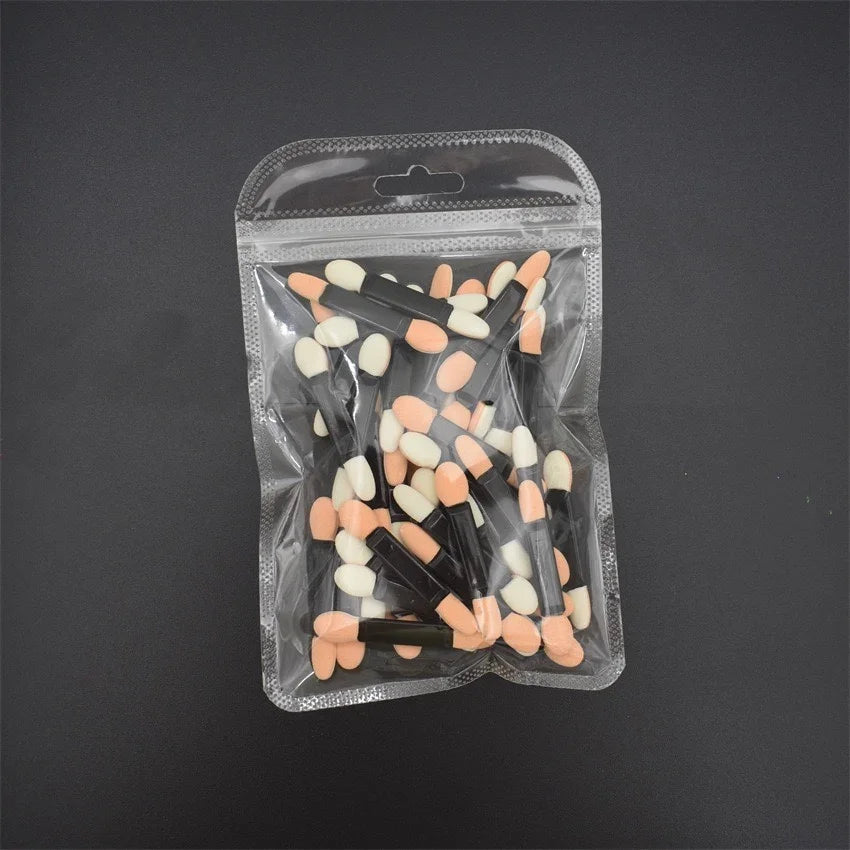 CNKESS Disposable Dual-Sided Eyeshadow Sponge Applicators with Container – 50 or 100 Pcs