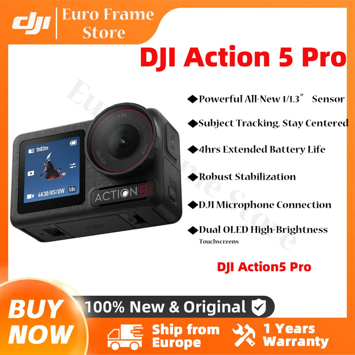 DJI Osmo Action 5 Pro Action Camera – 3" Dual OLED Touchscreens, 4-Hour Battery, Built-in & External Mic, Wireless, EU Stock – Single or Combo