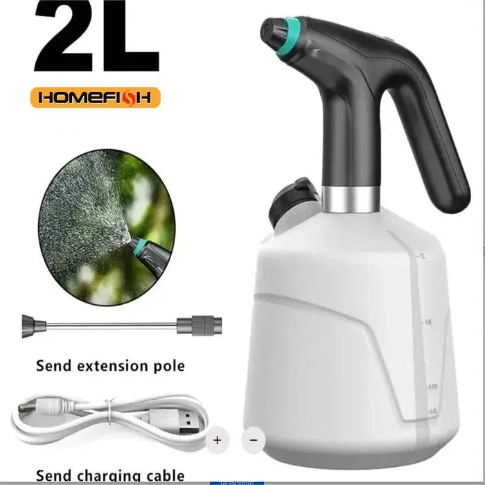 HOMEFISH 2L USB Electric Plant Sprayer – Automatic Trigger Fogger, Handheld Watering & Sanitizing Mist Bottle, Black