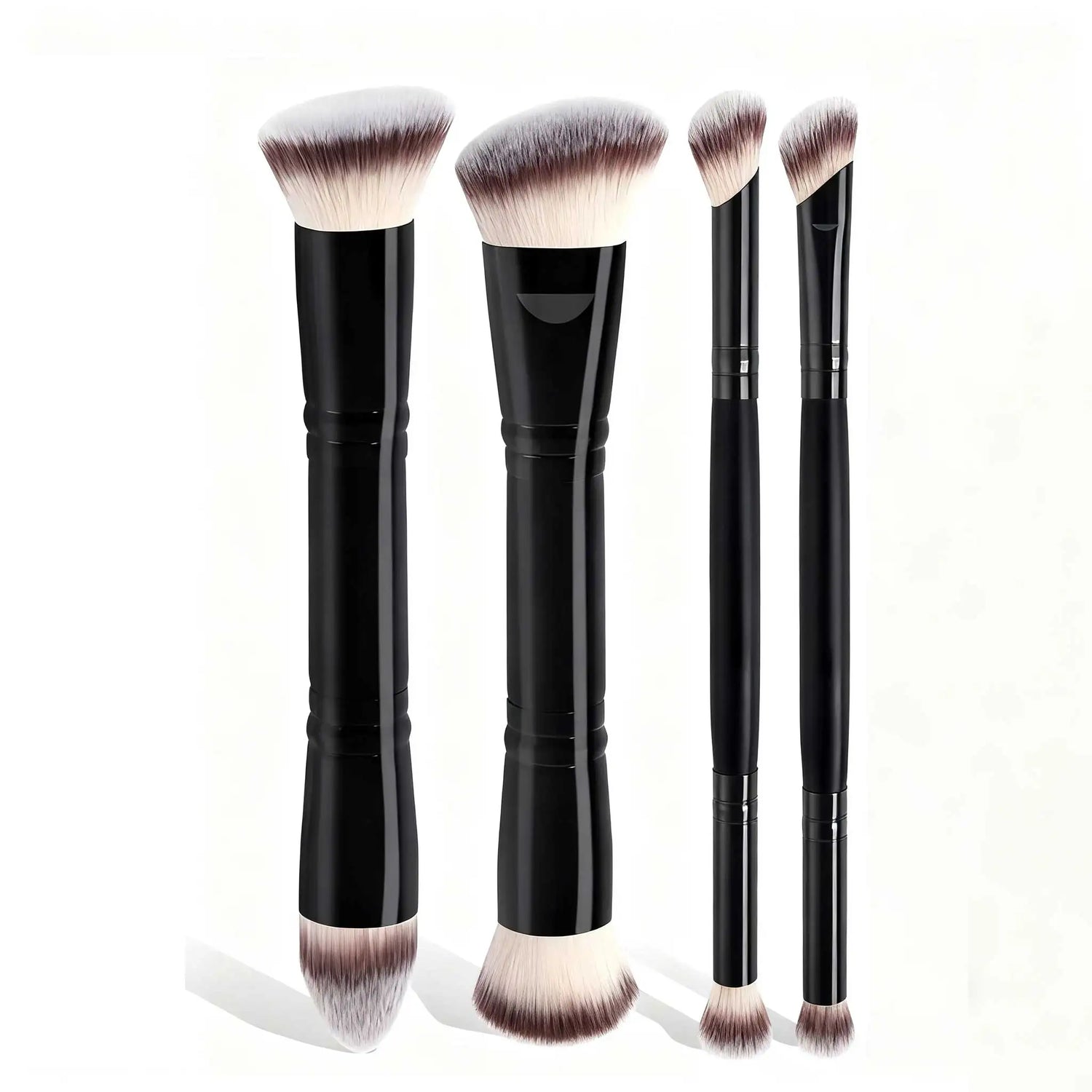 4-Piece Basic Makeup Brush Set with Box – Dual-Ended, Wool Fiber, Foundation, Powder, Blush & Eyeshadow, Beginner & Travel, 4 Colors