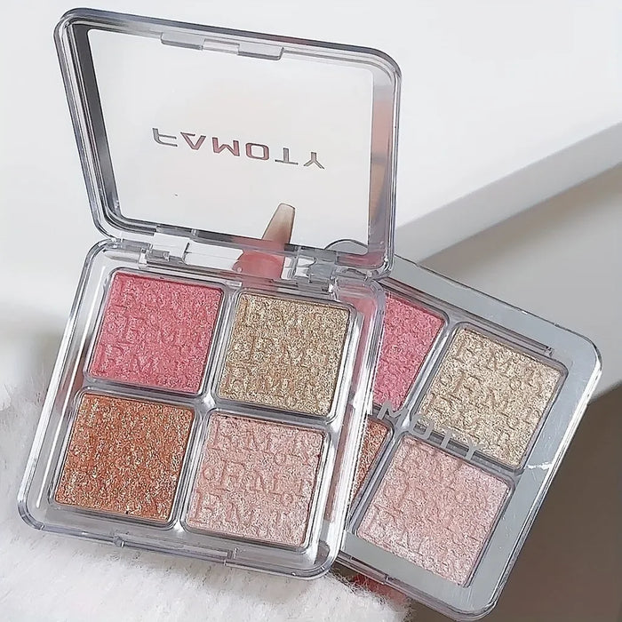 4-Color Baked Highlighter Palette – 12g, Waterproof Glitter Shimmer, Natural Glow, Long-Lasting, H01 / H02