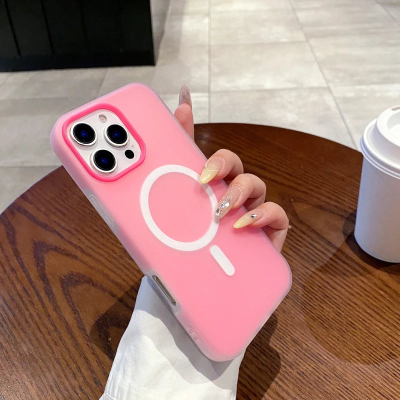 Luxury Candy For Magsafe Magnetic Wireless Charge Matte Phone Case For iPhone 17 Pro Max 15 13 11 12 14 16 Pro Max Bumper Cover