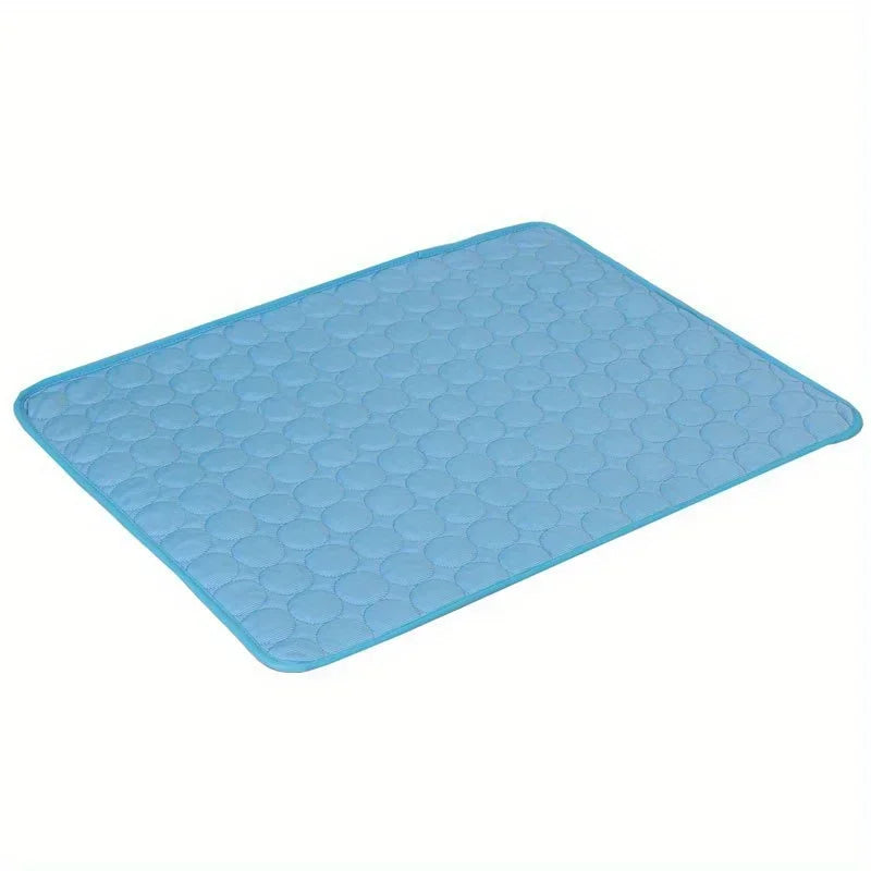 Pet Cooling Mat, Breathable Ice Silk, XS 40x30cm to XL 100x70cm, Washable, Blue & Light Grey, Dogs & Cats, Indoor & Outdoor