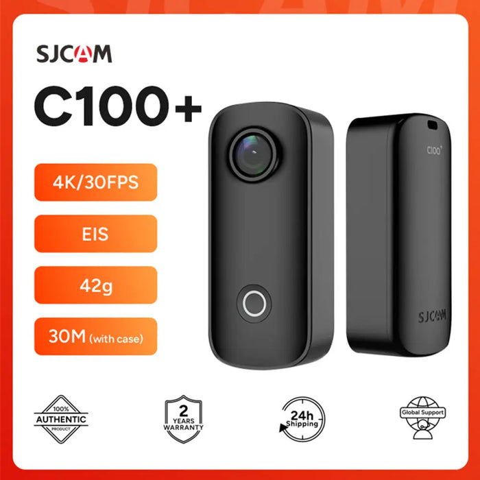 SJCAM C100 / C100 Plus Action Camera – 4K 30fps, 16MP, 30M Waterproof, WiFi, EIS, 110°, 128GB MicroSD, for Bike, Helmet & Diving