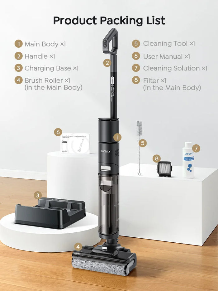 Laresar S7 Pro Cordless Wet & Dry Vacuum Cleaner Mop – 19,000Pa, 50 Min Runtime, 80°C Hot Wash, HEPA, 230W, EU Plug