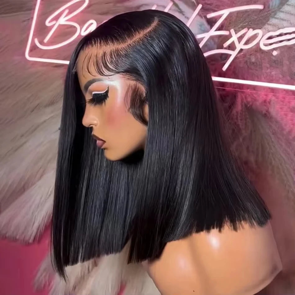 200% Curly Deep Wave 13x4 HD Lace Front Wigs Short Bob Wig 14 16 Inch Brazilian 13x4 Human Hair 4x4 Transparent Lace Frontal Wig