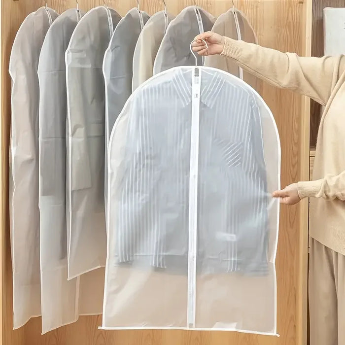 Transparent Hanging Garment Bags – Zippered, Waterproof, Dustproof, for Suits, Coats & Dresses, 60x80 / 60x100 / 60x120 / 60x140cm, Pack of 1/3/5/10